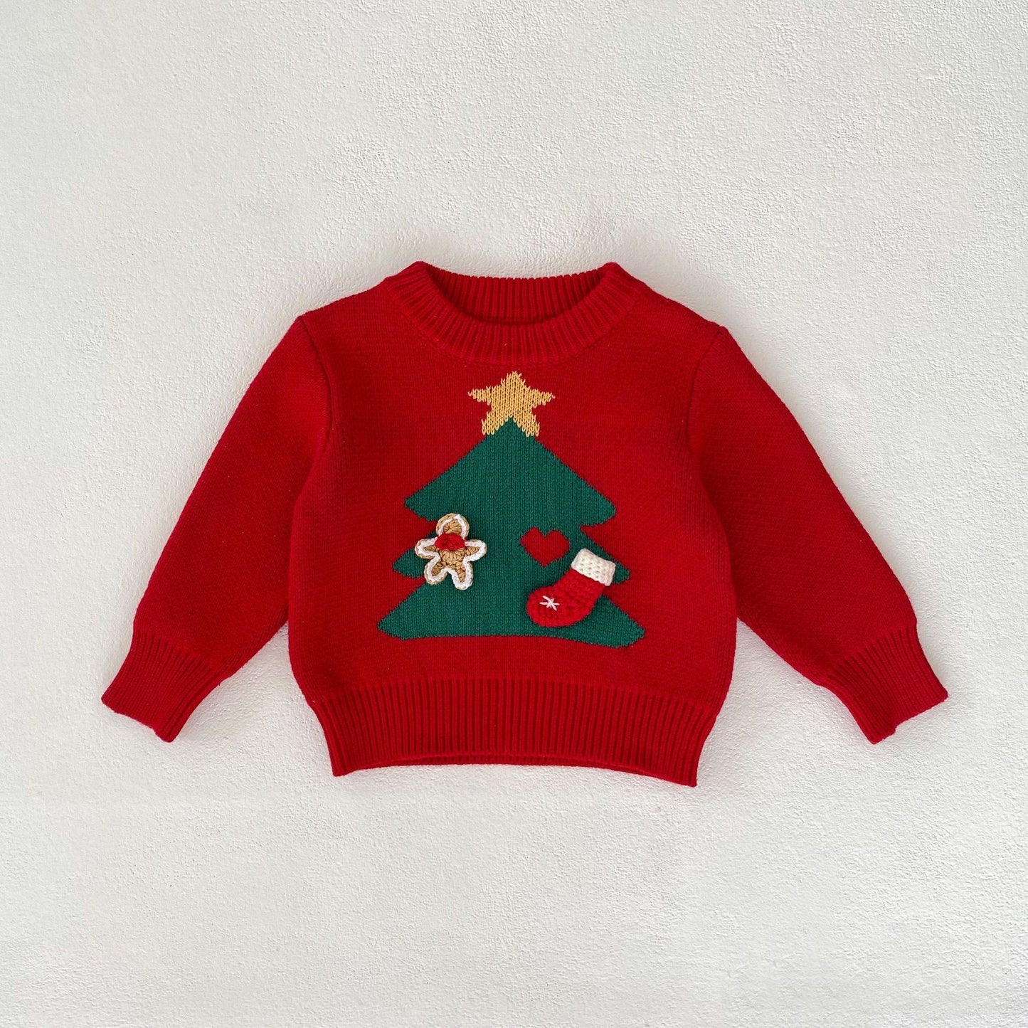 Cozy Christmas Tree Sweater - Baby Girl Pullover (0-3 Years)