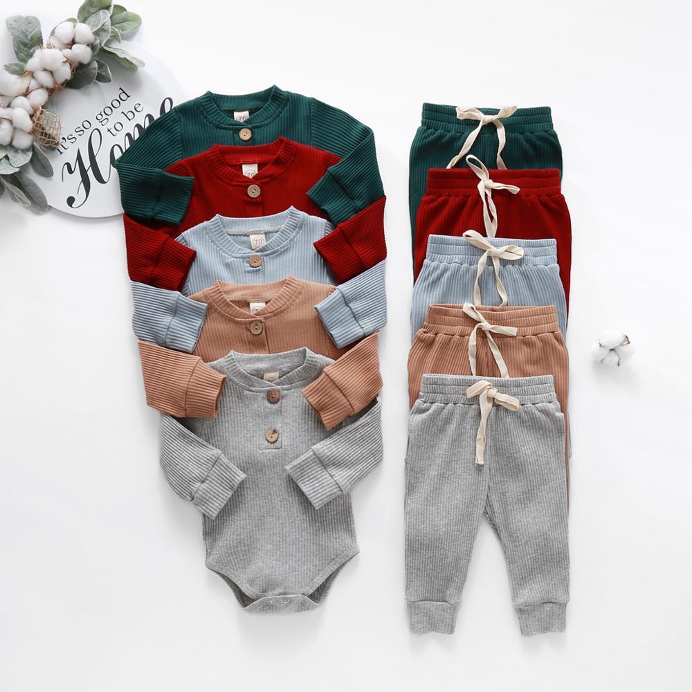 Explosive Hanging Striped Solid Color Flying Sleeve Romper Baby Set