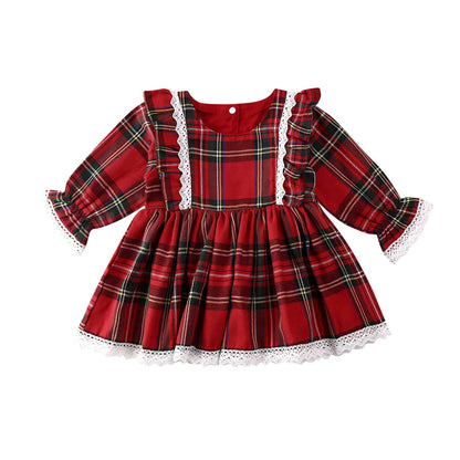 Christmas Red Dress Toddler Baby Kid Girls Lace