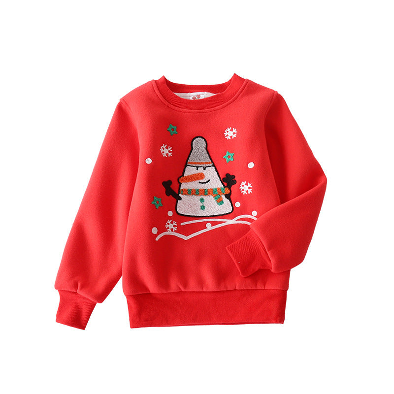 Christmas snowman plus velvet padded baby sweater