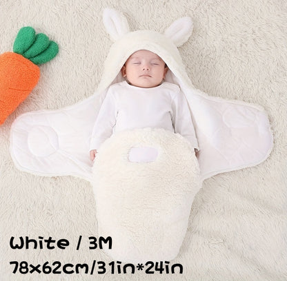 Super Soft Baby Sleeping Bag - Fluffy Fleece Swaddle, Head Support, Unisex Newborn Wrap