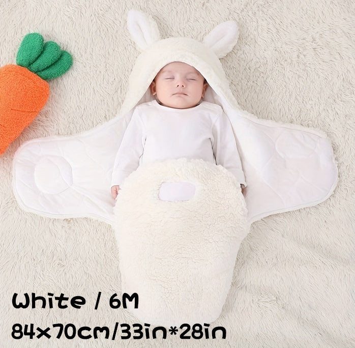 Super Soft Baby Sleeping Bag - Fluffy Fleece Swaddle, Head Support, Unisex Newborn Wrap