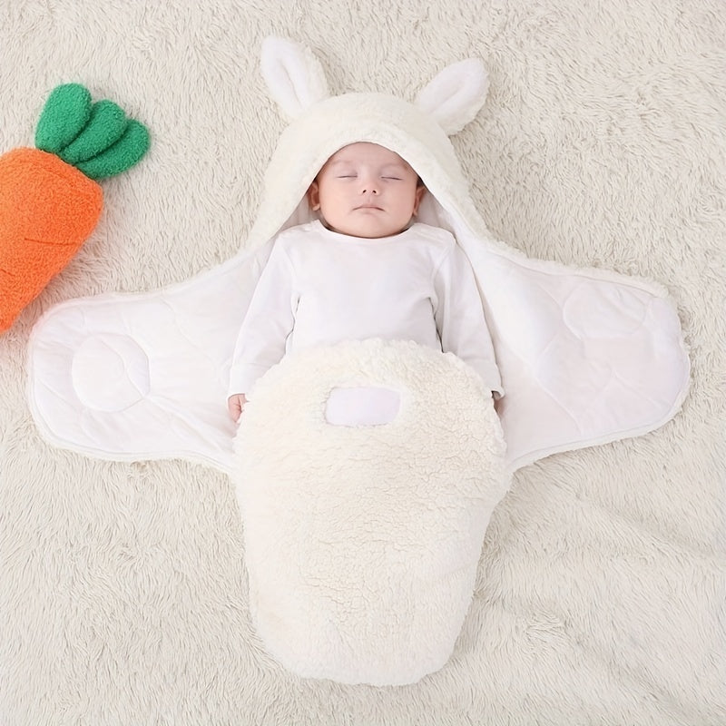 Super Soft Baby Sleeping Bag - Fluffy Fleece Swaddle, Head Support, Unisex Newborn Wrap