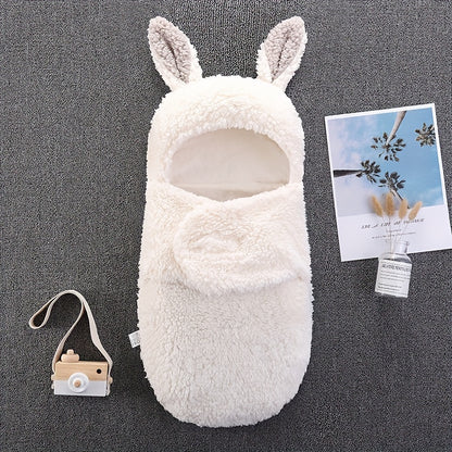 Super Soft Baby Sleeping Bag - Fluffy Fleece Swaddle, Head Support, Unisex Newborn Wrap