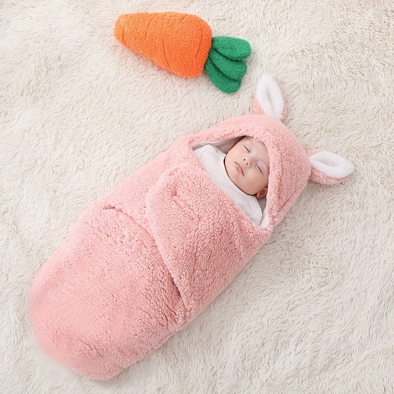 Super Soft Baby Sleeping Bag - Fluffy Fleece Swaddle, Head Support, Unisex Newborn Wrap