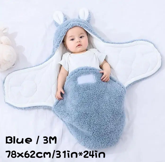 Super Soft Baby Sleeping Bag - Fluffy Fleece Swaddle, Head Support, Unisex Newborn Wrap