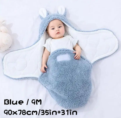 Super Soft Baby Sleeping Bag - Fluffy Fleece Swaddle, Head Support, Unisex Newborn Wrap