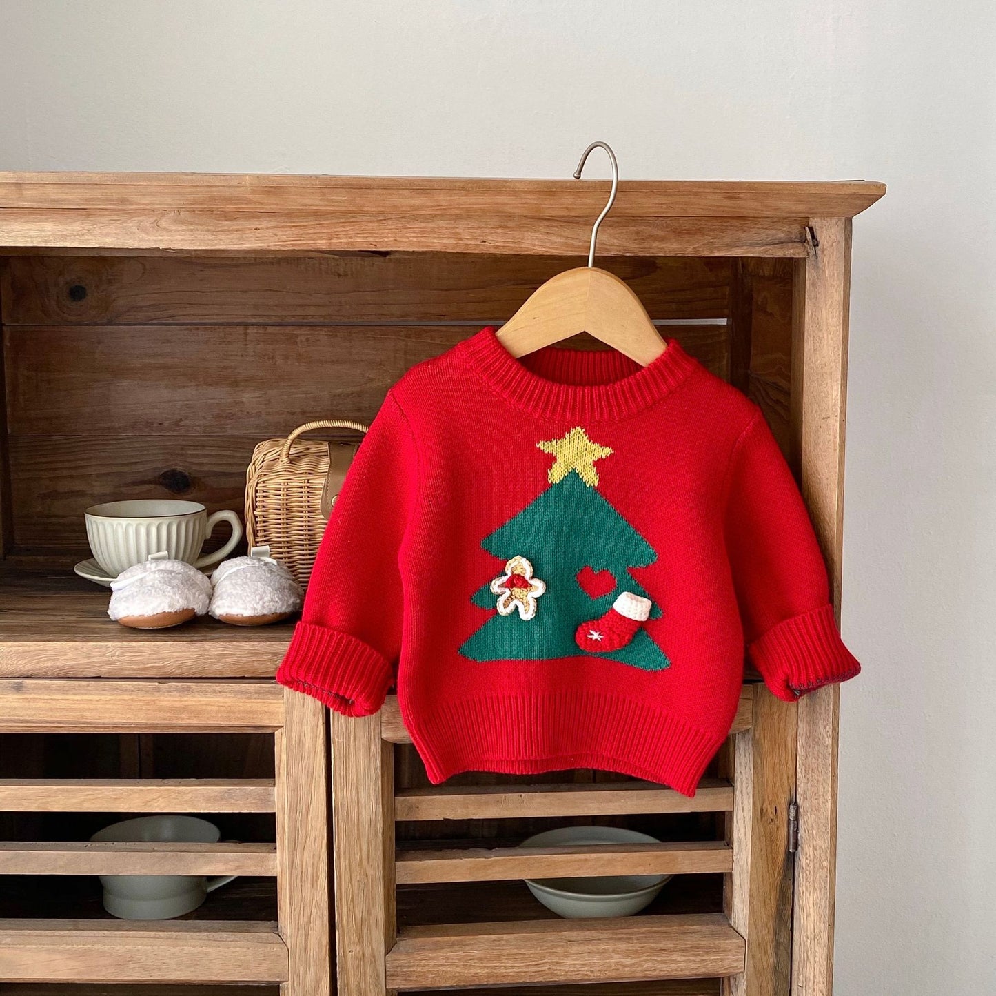 Cozy Christmas Tree Sweater - Baby Girl Pullover (0-3 Years)