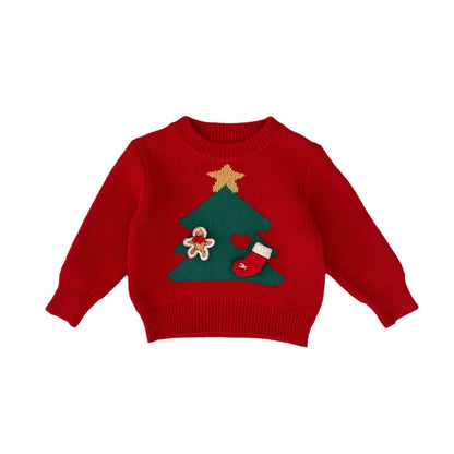 Cozy Christmas Tree Sweater - Baby Girl Pullover (0-3 Years)