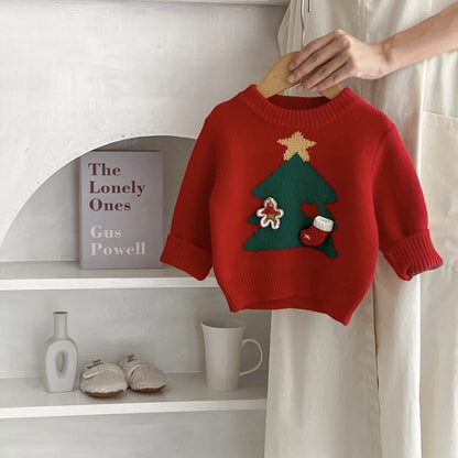 Cozy Christmas Tree Sweater - Baby Girl Pullover (0-3 Years)