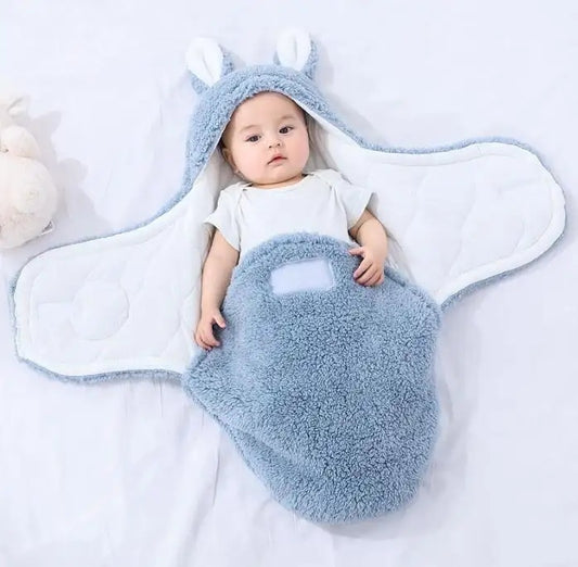 Super Soft Baby Sleeping Bag - Fluffy Fleece Swaddle, Head Support, Unisex Newborn Wrap